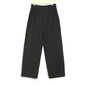 Chico's Womens Pants 2 Black Wide Leg Pleated High Rise Trousers Minimalist Y2K